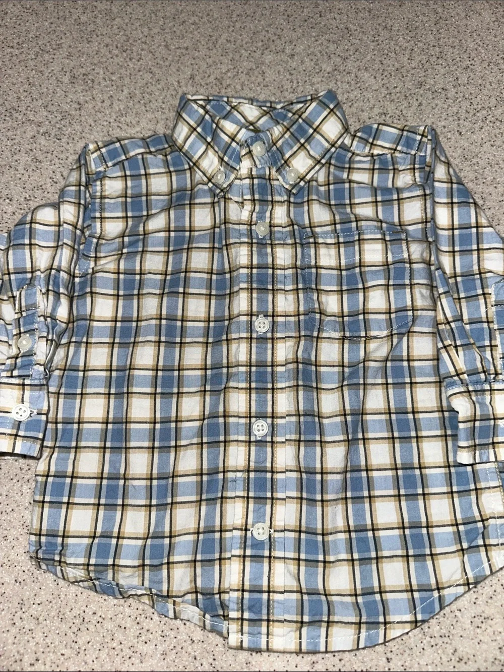 Gymboree Blue and Tan Plaid Button-Down Shirt 12-18 months